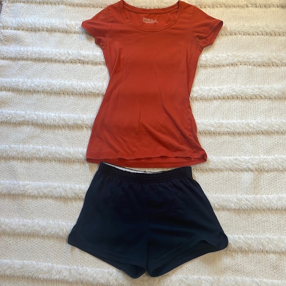 Soffe shorts black cheer & tee top tangerine orange XS - Picture 3 of 16
